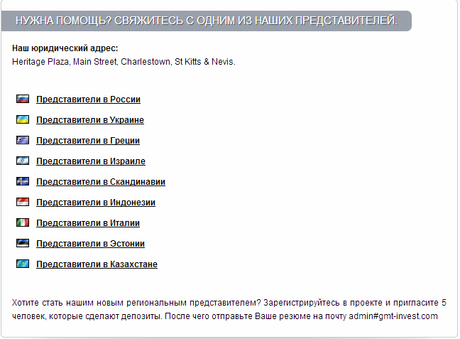 Контакты GMT